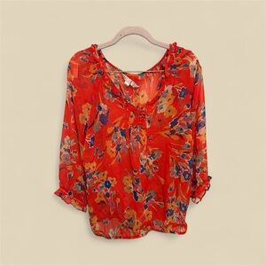 Cleo Red Floral Blouse